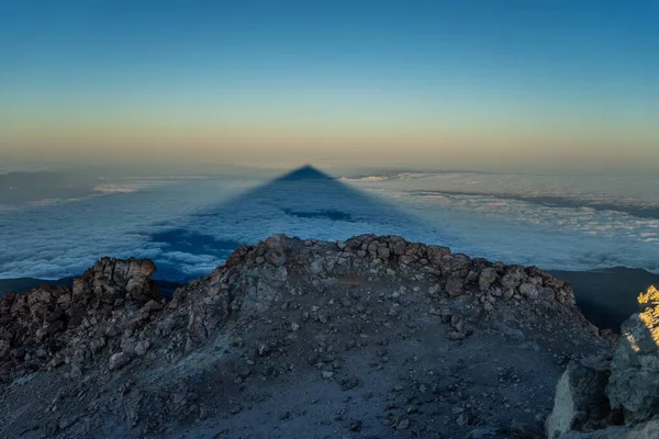 Skuggan Vulkanen Teide Från Toppen Kanarieöarna — Stockfoto