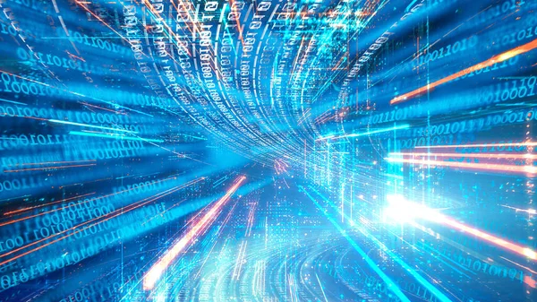 Digitalt Flödeskoncept Dataomvandling Cyberkedja Big Data Optisk Kabel Futuristisk Artificiell — Stockfoto