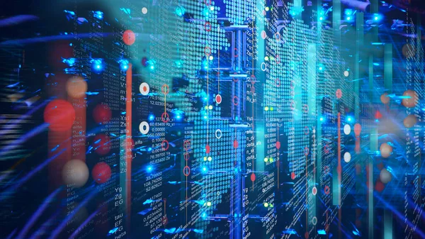 Koncept För Konnektivitet Koppla Samman Punkter Med Analytics Genom Dataomvandlingsprocessen — Stockfoto