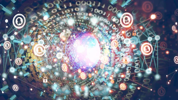 Conectividad Segura Para Datos Túnel Del Ciberespacio Concepto Ciberseguridad — Foto de Stock