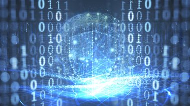 Siber uzayda şifrelenmiş sıfır bir veri, şifreleme, veri güvenliği, siber güvenlik, yapay zeka kavramı