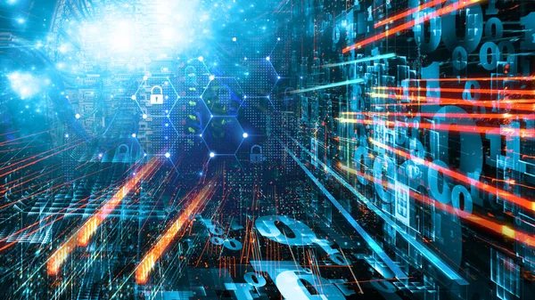 Data Som Flödar Inuti Servrar Dataomvandling Cyberrymden Artificiell Intelligens Koncept — Stockfoto