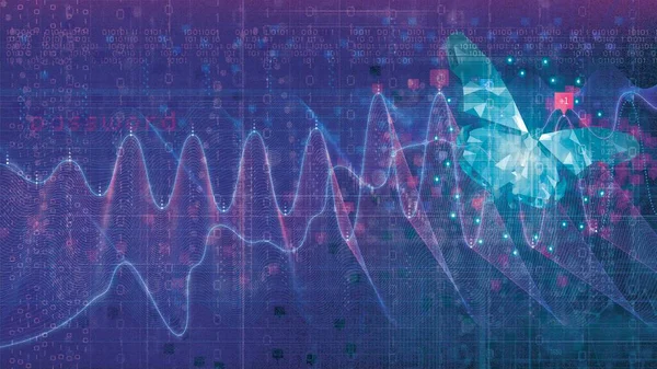 Technologické Vlny Procházející Data Zpracovávaná Kyberprostoru Koncepce Umělé Inteligence — Stock fotografie