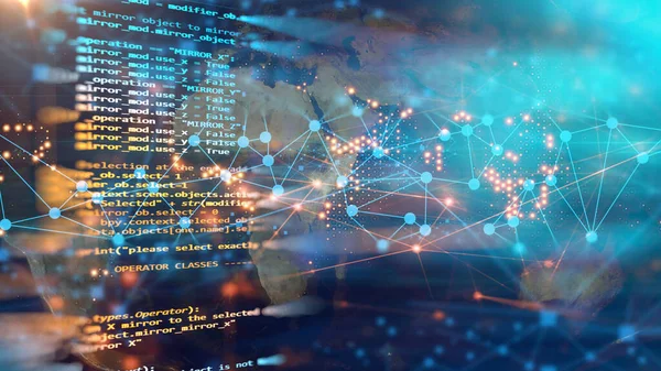 Datadelning Genom Världen Genom Programmering Koder Artificiell Intelligens Koncept — Stockfoto