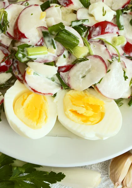 Salát z ředkviček s vejcem. — Stock fotografie