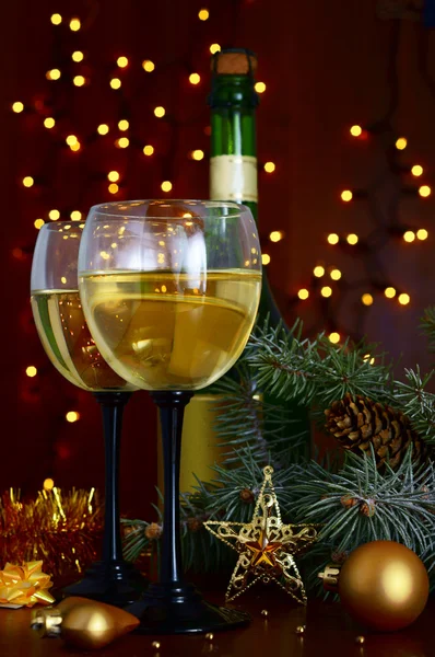 Champagne at New Year's entourage — Stock Photo, Image