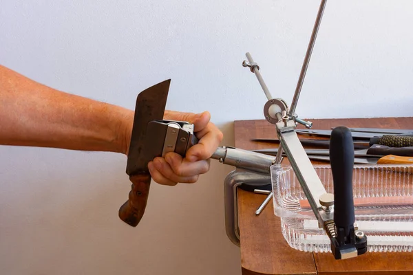 Device Sharpening Metal Knives Hand — Stockfoto