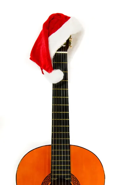 noel şapkası ile gitar
