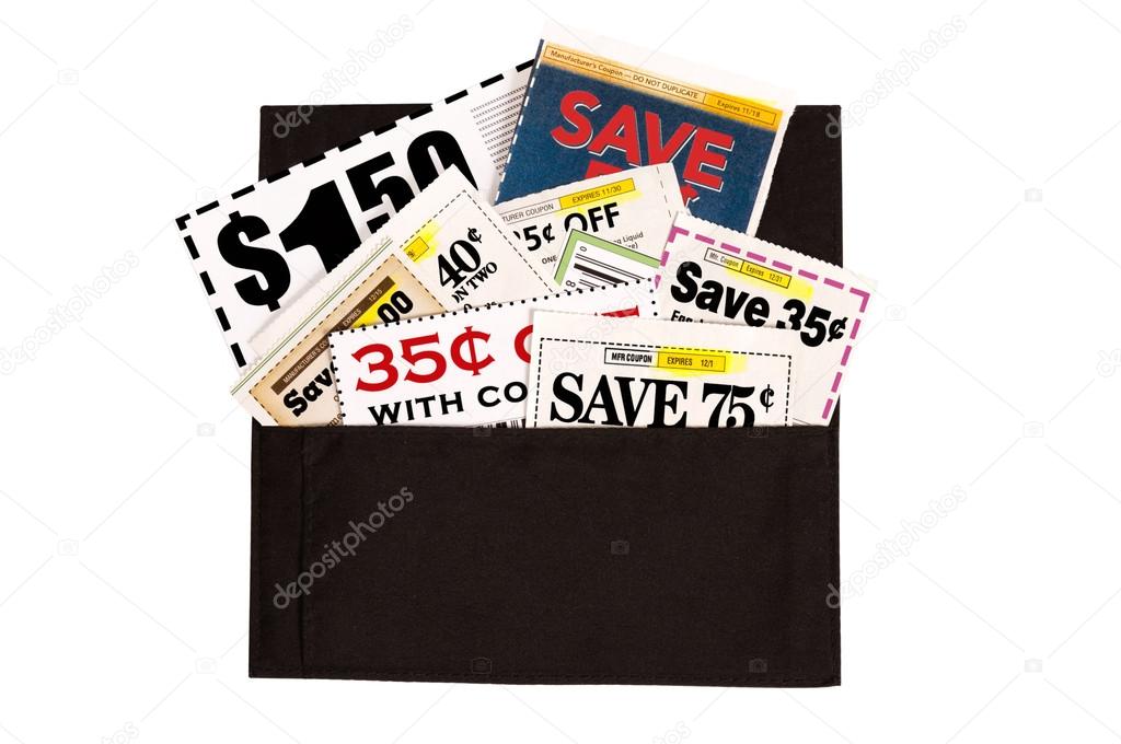 Dark Brown Cloth Wallet Full of Coupons