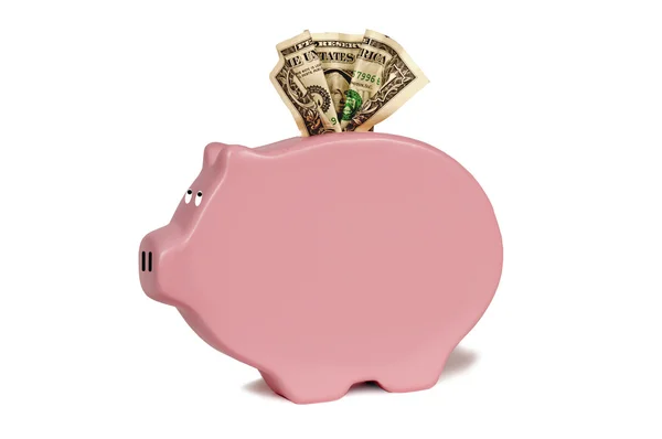 Sideways Pig Bank With Copy Space — Stock Photo, Image