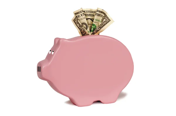 Sideways Pig Bank con espacio de copia — Foto de Stock