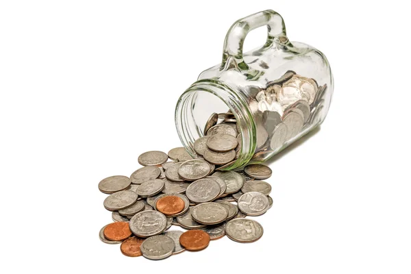 Glass Mug Spilling Money XXXL Stock Picture