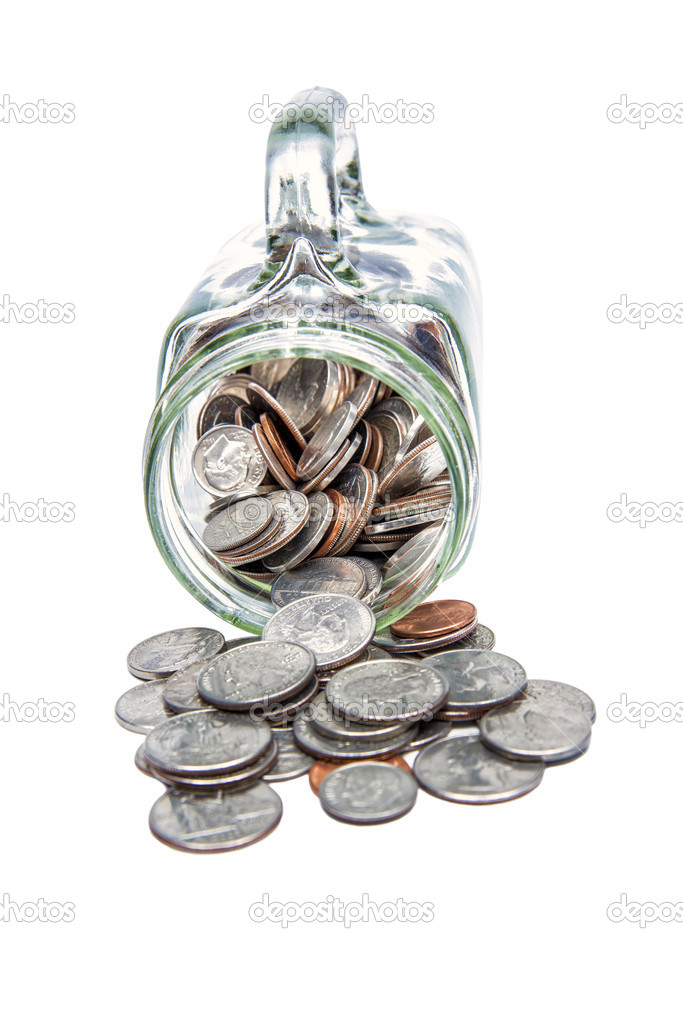 Coins Spilling Out Of Glass Mug XXXL