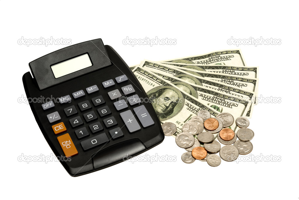 Calculator With Money XXXL Isolated