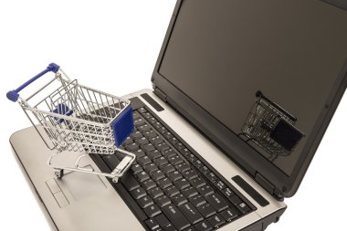 alışveriş sepeti üzerinde açık dizüstü xxxl