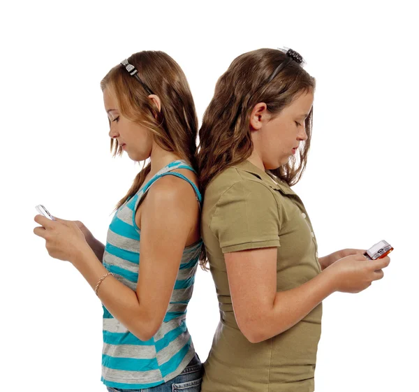 Teenage Girls Text Messaging Instead Of Talking — Stock Photo, Image