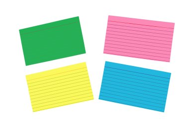 Different Colored Blank Index Cards Isolated clipart