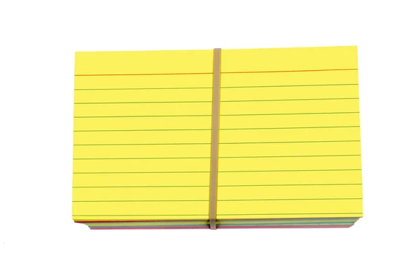 Brightly Colored Stack Of Index Cards With Rubber Band — Stock Photo, Image