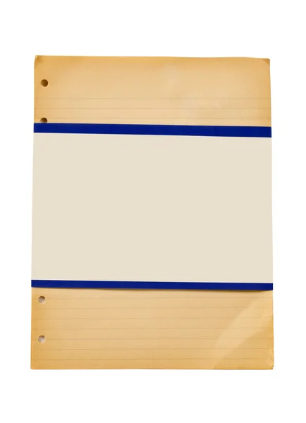 Vintage Ruled Paper With Blank Label — Stock Photo, Image