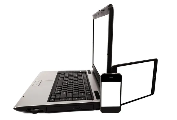 Laptop com tablet e telefone móvel — Fotografia de Stock