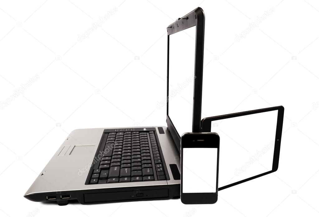Laptop With Tablet And Mobile Phone