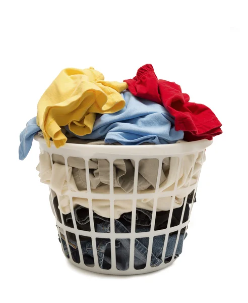 Laundry Basket Shot Straight On Full Of Clothes — Stock Photo, Image