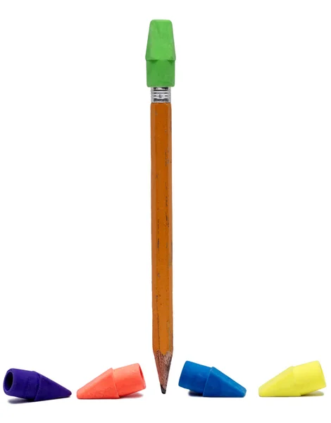 Old Pencil With Erasers Isolated — Stock Photo, Image