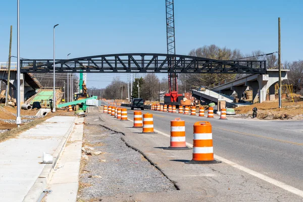 Fotografia Horizontal Uma Nova Ponte Pedonal Construção — Fotografia de Stock