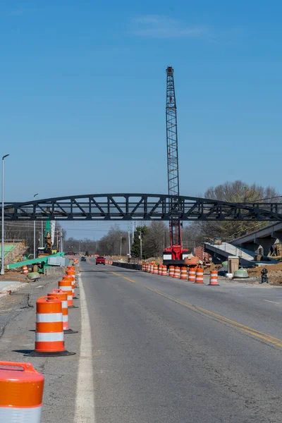 Tiro Vertical Nuevo Puente Pie Construcción Con Espacio Para Copias — Foto de Stock