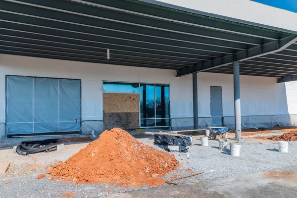 Horizontale Aufnahme Einer Baustelle Die Kurz Vor Der Fertigstellung Steht — Stockfoto