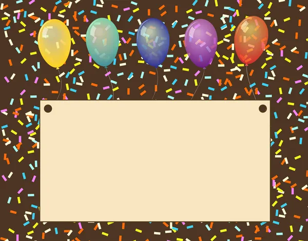 Fundo de aniversário com balões e lugar para texto — Vetor de Stock