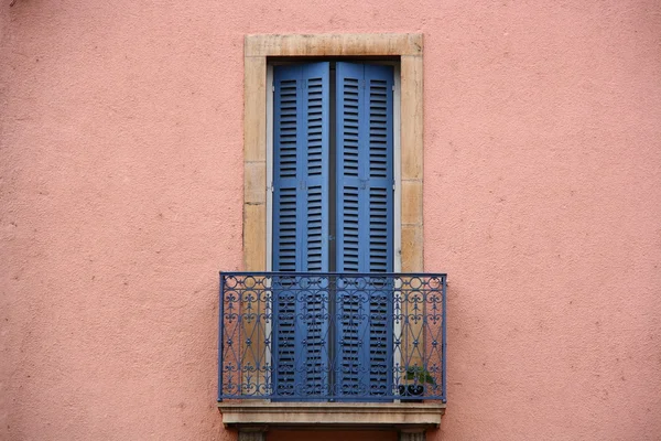 Balcony with blue door — Stock Photo, Image