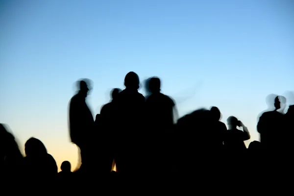 People silhouettes on nemrut mountain — Stock Photo, Image