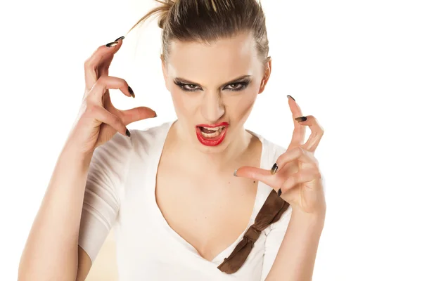 Angry make-up girl — Stock Photo, Image