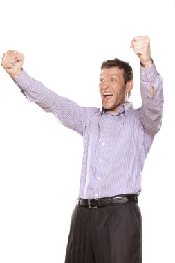 mavi gömlekli successiful genç adam