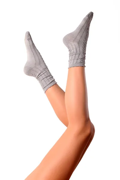 Adulto, atraente, meias backggray — Fotografia de Stock