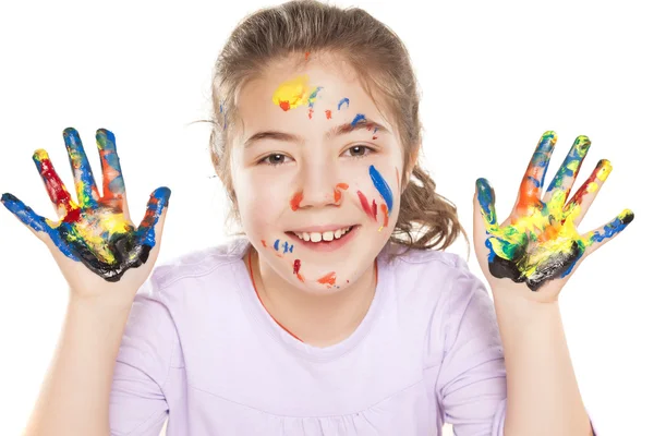 Mutlu küçük kız ve renkler — Stok fotoğraf