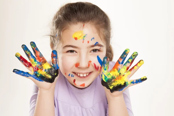 Felice bambina e colori — Foto Stock