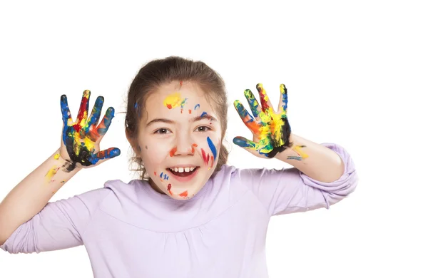 Mutlu küçük kız ve renkler — Stok fotoğraf
