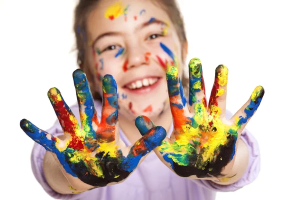 Menina feliz e cores — Fotografia de Stock