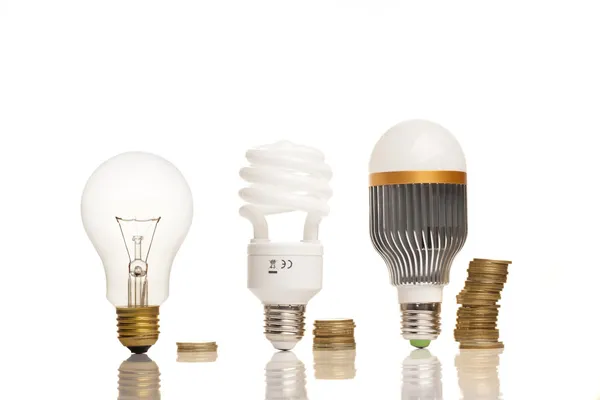 Different types of light bulbs — Stock Photo, Image