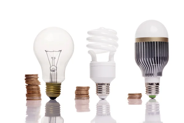 Diferentes tipos de lâmpadas — Fotografia de Stock