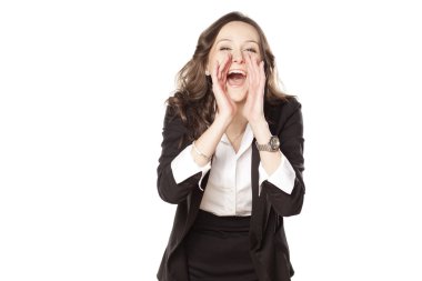 mutlu bir kadın bağırmak