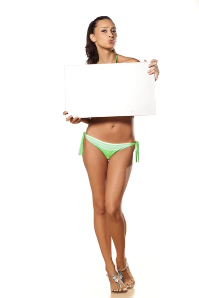 Advertising girl in bikini — Stock Photo, Image