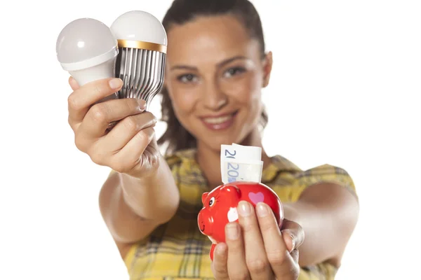 Geld sparen mit LED — Stockfoto