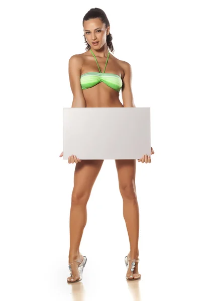 Advertising girl in bikini — Stock Photo, Image