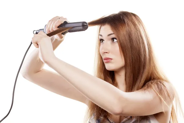 Hair ironing — Stock Photo, Image