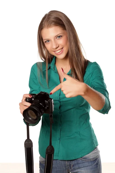 Girl with camera — Stock Photo, Image