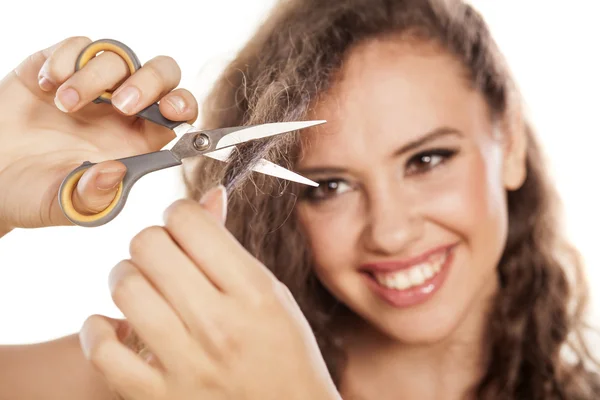 Self hair cutting — Stock Photo, Image