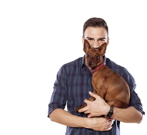 Muž a pes — Stock fotografie